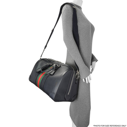 Exclusive Gucci Blue Textured Dollar Calfskin Web Medium Savoy Duffle Bag — Alternate View 7