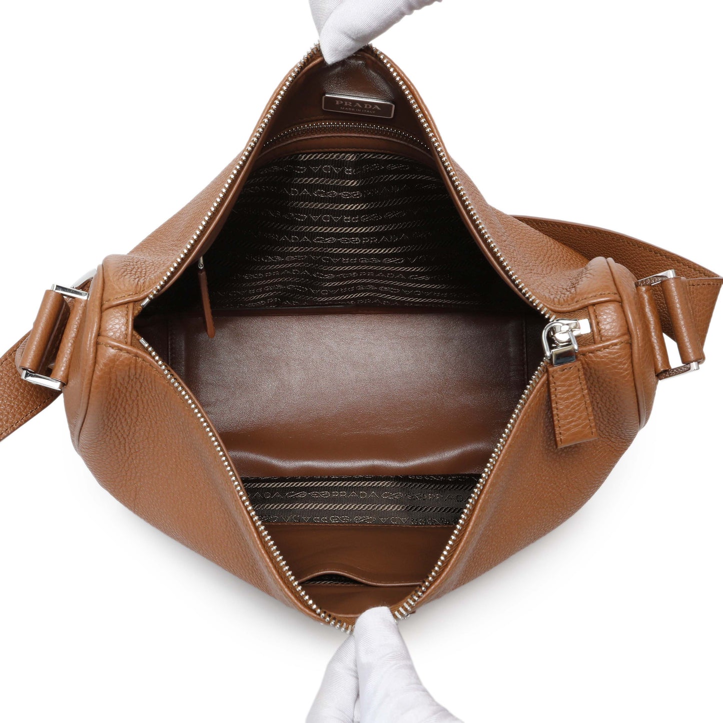 Exclusive Prada Cognac Vitello Daino Messenger — Top View