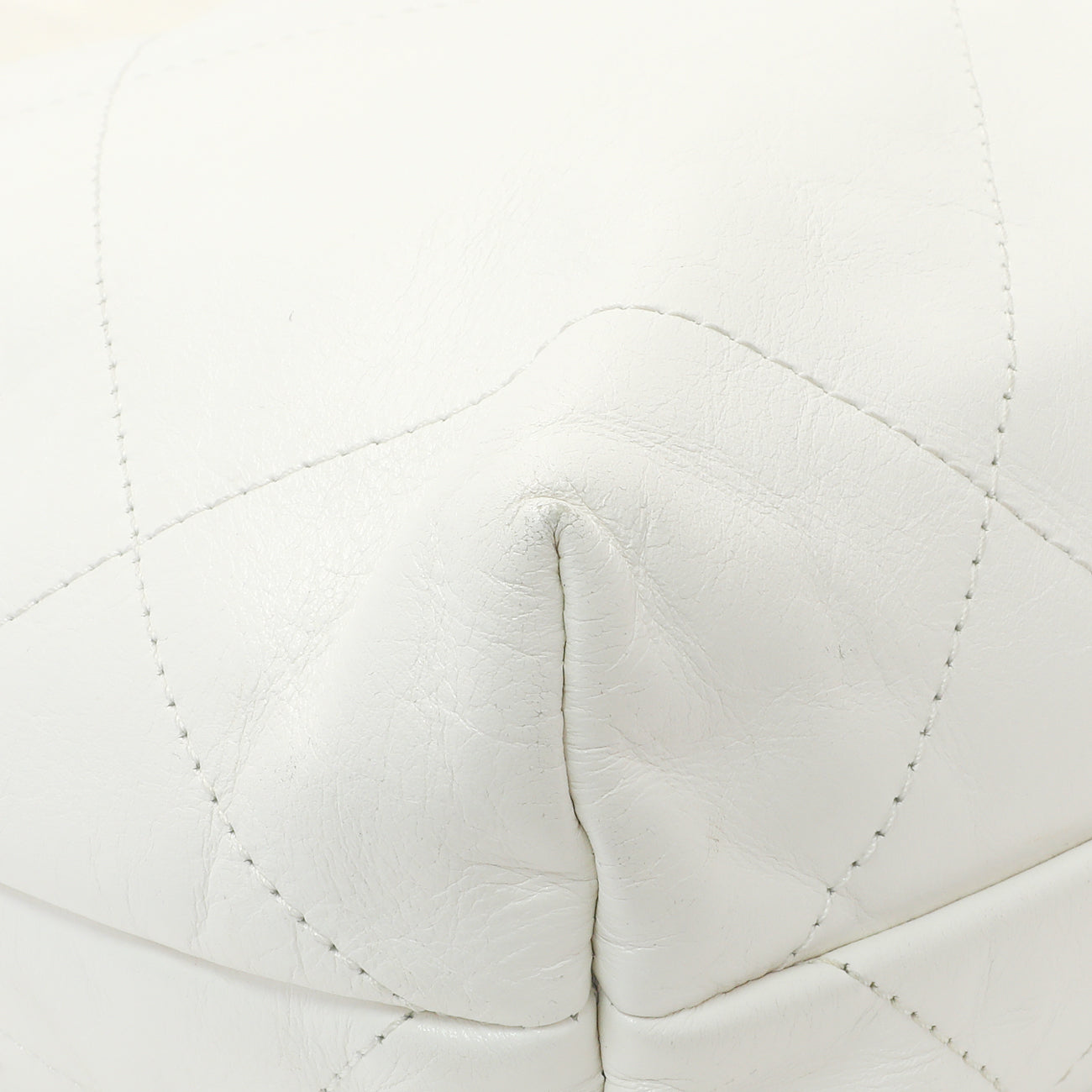 Exclusive Chanel White Shiny Quilted Calfskin Small Chanel 22 — Top View