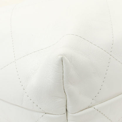 Exclusive Chanel White Shiny Quilted Calfskin Small Chanel 22 — Top View