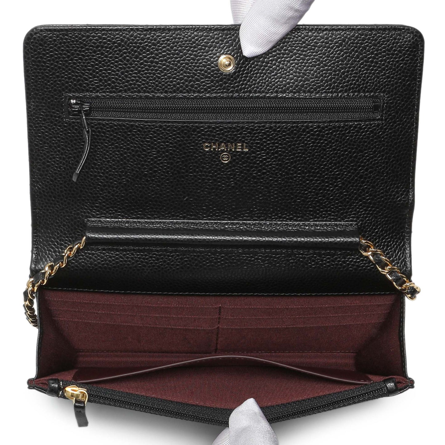 Exclusive Chanel Black Quilted Caviar Wallet on Chain — Alternate View 8