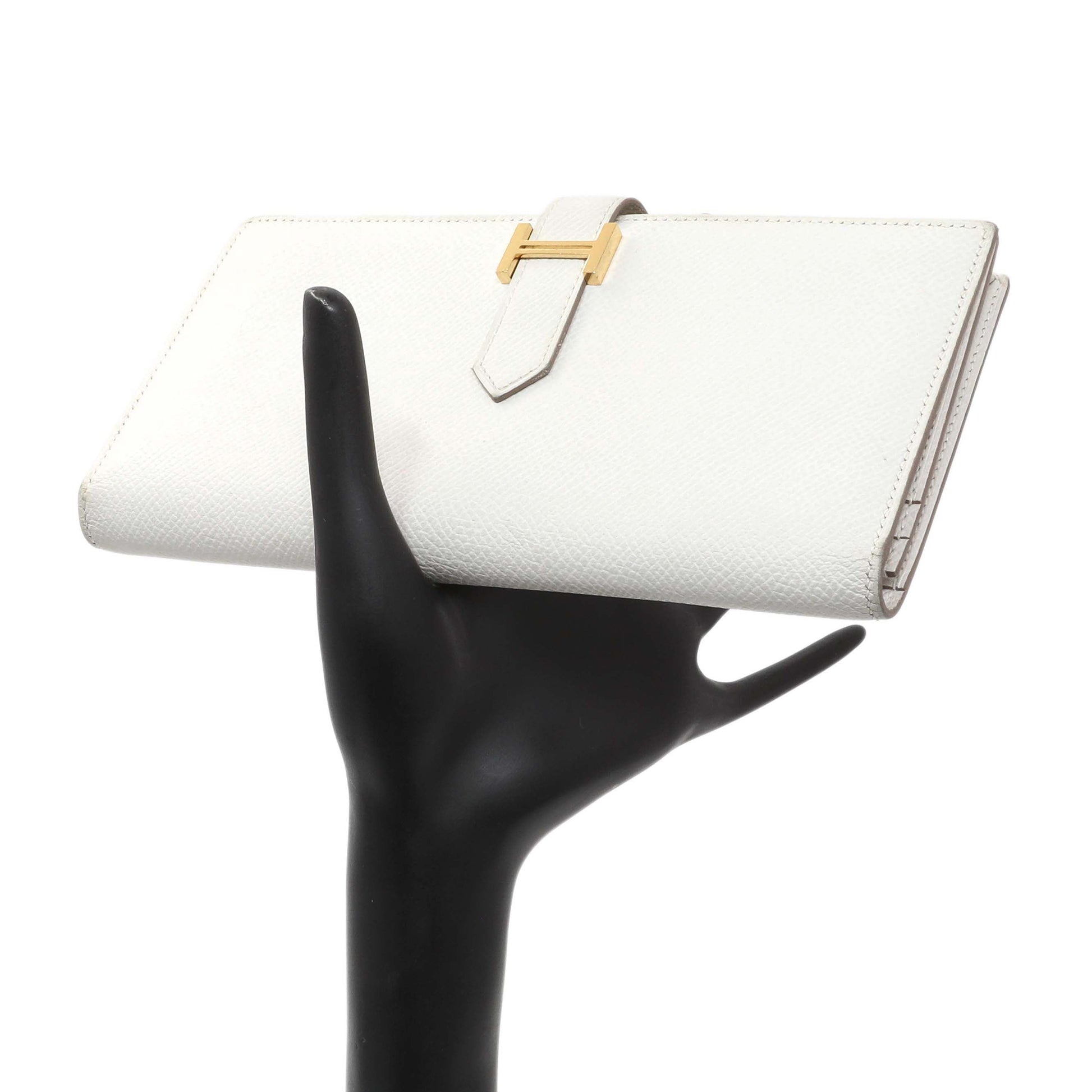 Exclusive Hermes White Epsom Bearn Gusset Wallet — Alternate View 11