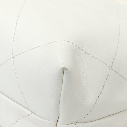 Exclusive Chanel White Shiny Quilted Calfskin Small Chanel 22 — Detail View