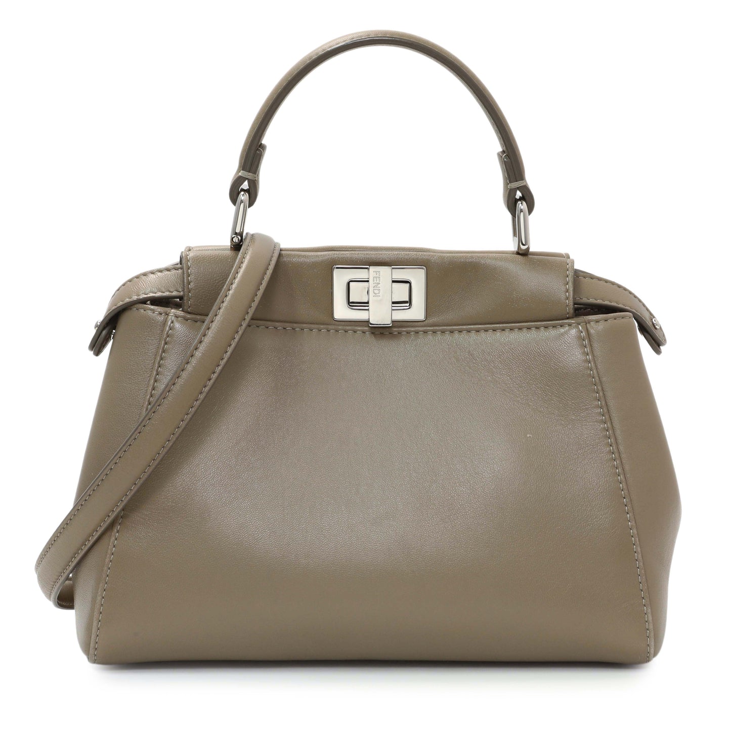 Exclusive Fendi Tortora Nappa Mini Peekaboo Iconic Satchel — Front View