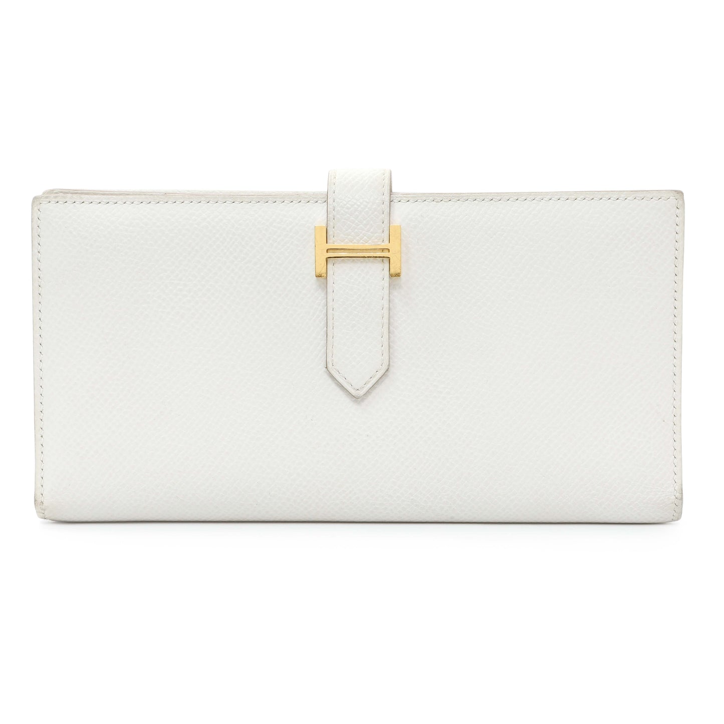 Exclusive Hermes White Epsom Bearn Gusset Wallet — Front View