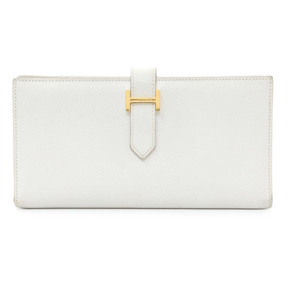Exclusive Hermes White Epsom Bearn Gusset Wallet — Front View