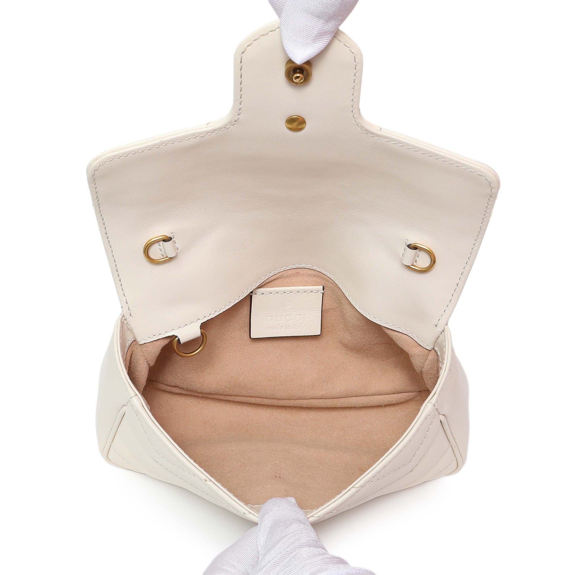 Exclusive Gucci White Calfskin Matelasse Super Mini GG Marmont Shoulder Bag — Alternate View 8