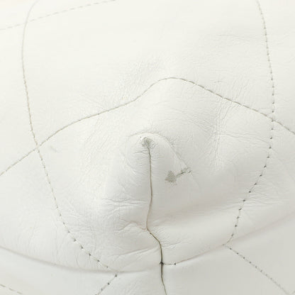 Exclusive Chanel White Shiny Quilted Calfskin Small Chanel 22 — Lifestyle View