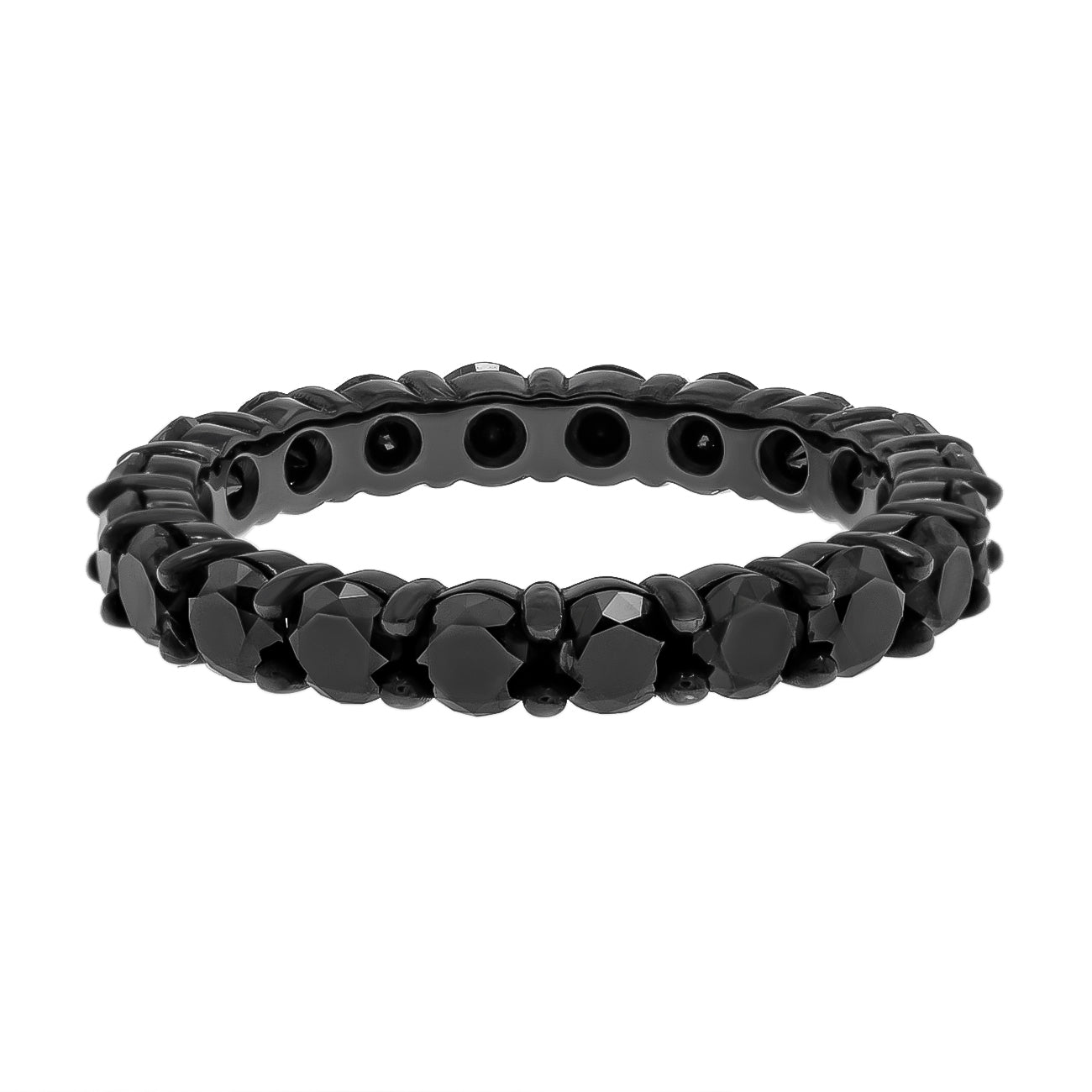 Exclusive 18K Black Gold Black Diamond Eternity Band — Side View