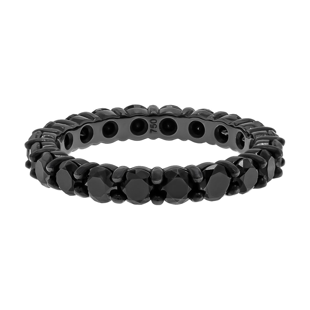 Exclusive 18K Black Gold Black Diamond Eternity Band — Front View