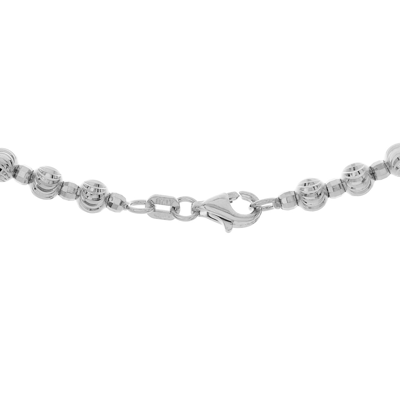 Exclusive 18K White Gold Ball Chain Necklace — Side View