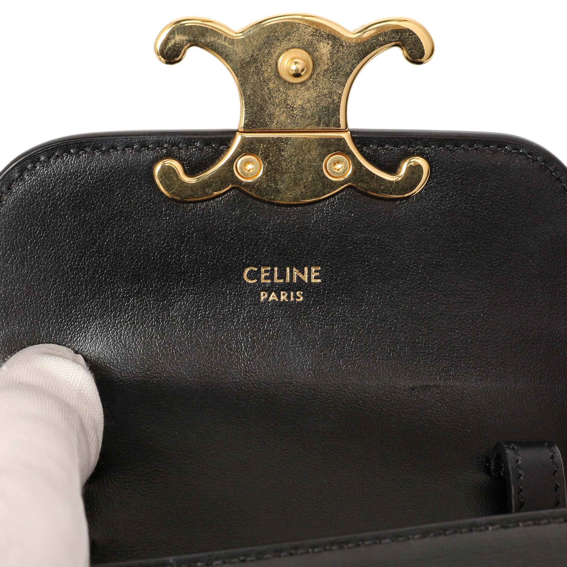 Exclusive Celine Black Calfskin Mini Claude — Lifestyle View