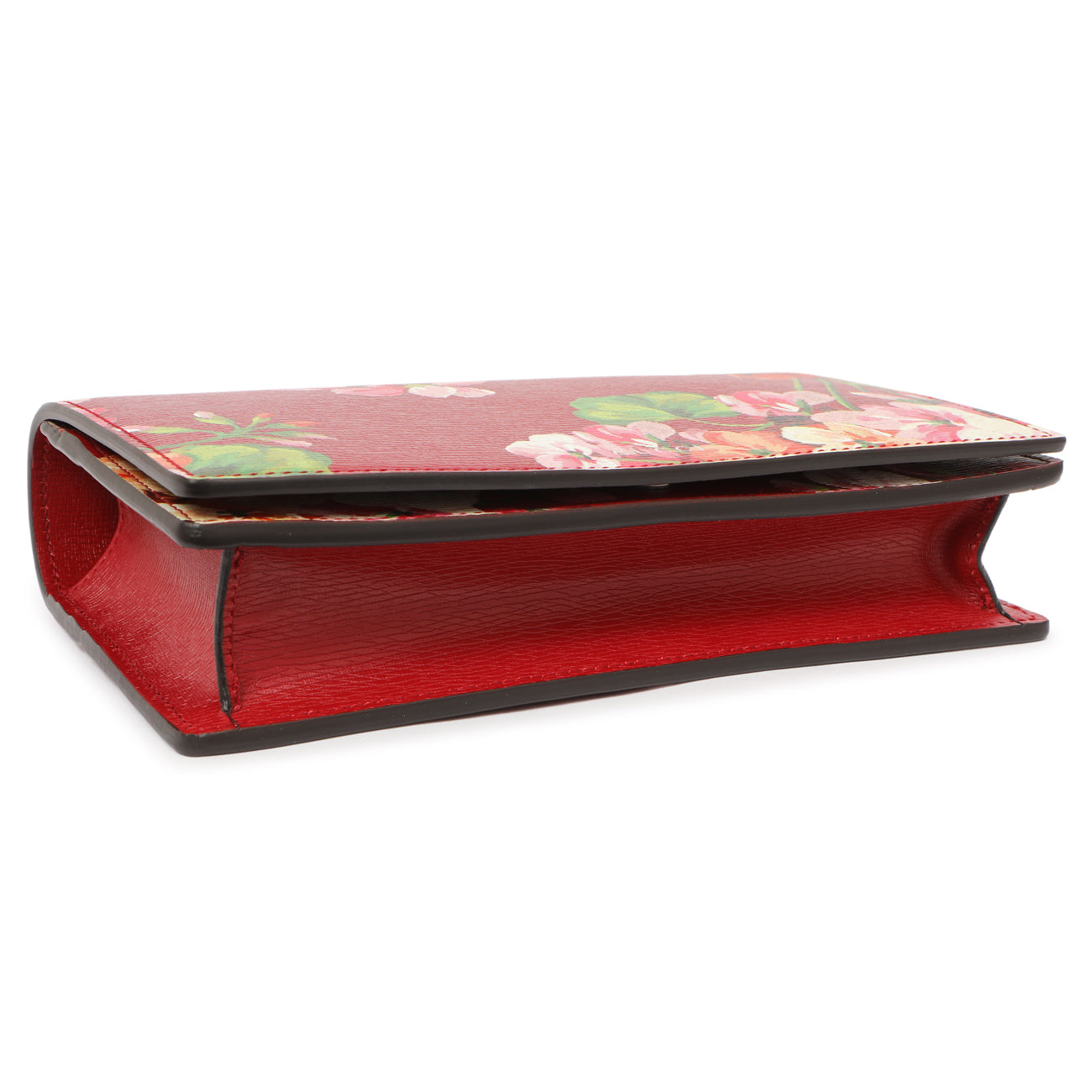 Exclusive Gucci Cherry Calfskin Blooms Print Chain Wallet — Top View