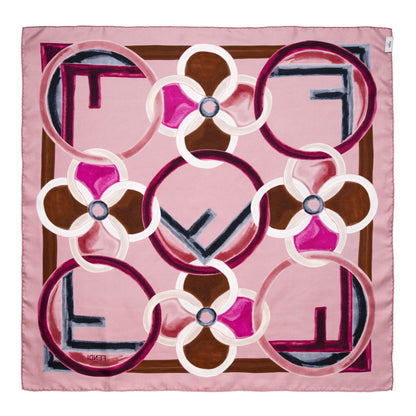 Exclusive Fendi Pink Silk F Logo Scarf — Back View
