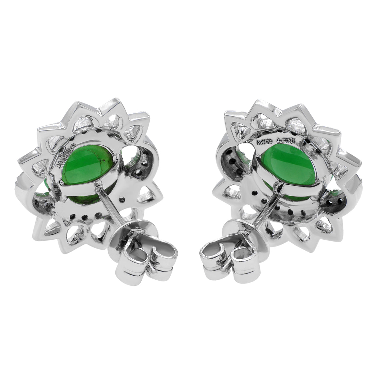 Exclusive 18K White Gold Jadeite Earrings — Side View