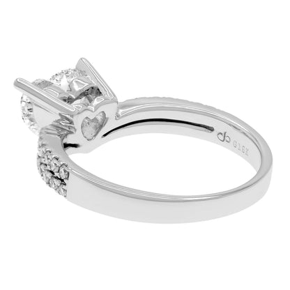 Exclusive 18K White Gold 1.02 Carat Heart Diamond Ring — 3.5 — Back View