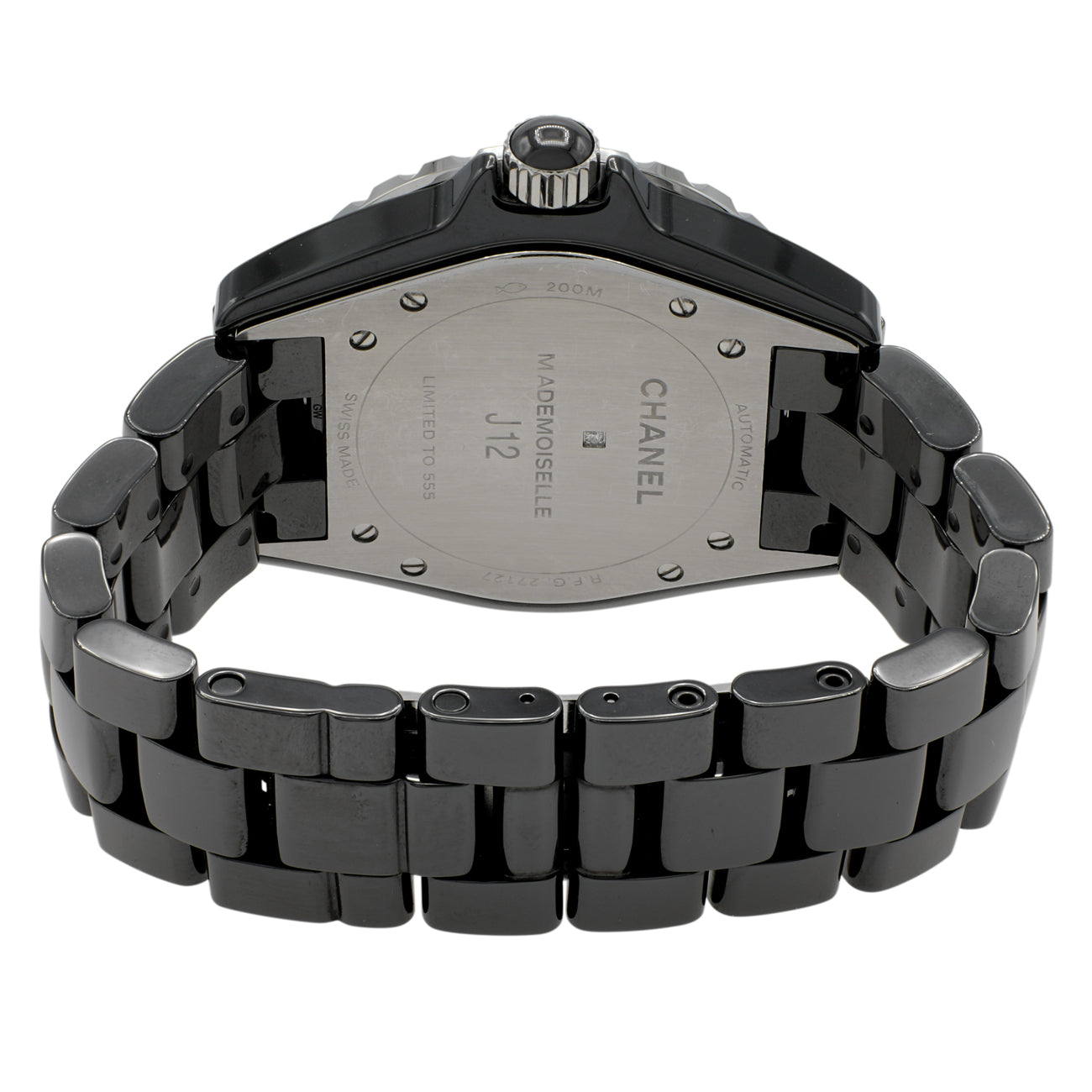 Exclusive Chanel Black Ceramic J12 Mademoiselle Automatic H5242 — Side View
