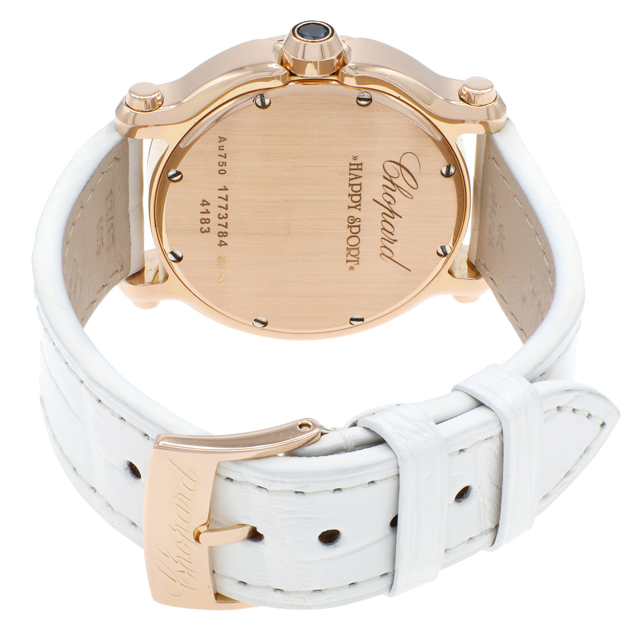 Exclusive Chopard 18K Rose Gold Diamond Happy Sport 4183 — Side View