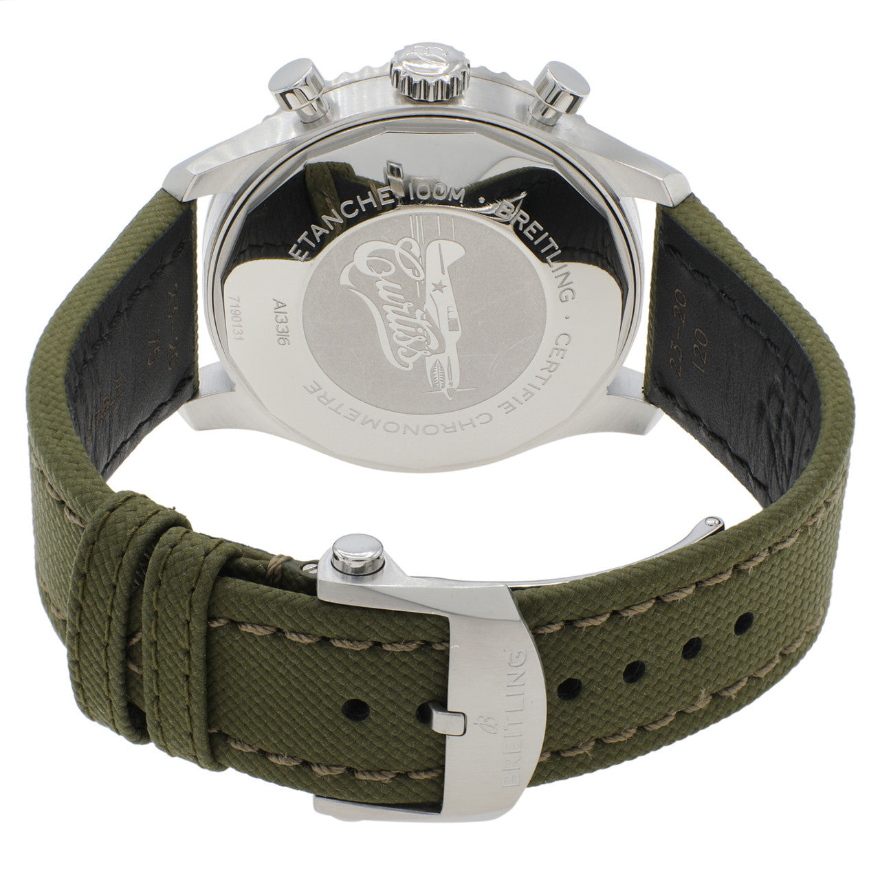 Exclusive Breitling Stainless Steel Aviator 8 Chronograph 43 Curtiss Warhawk  A133161A1L1X2 — Side View