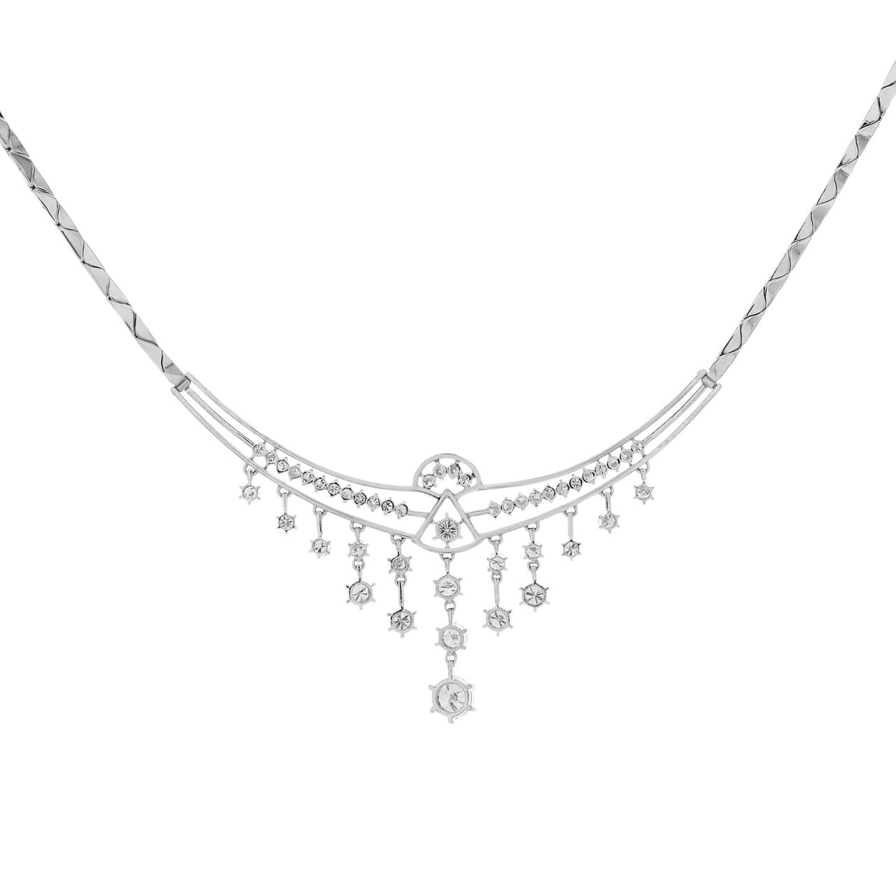 Exclusive 14K White Gold 3.75 Carat Diamond Lavaliere Necklace — Side View