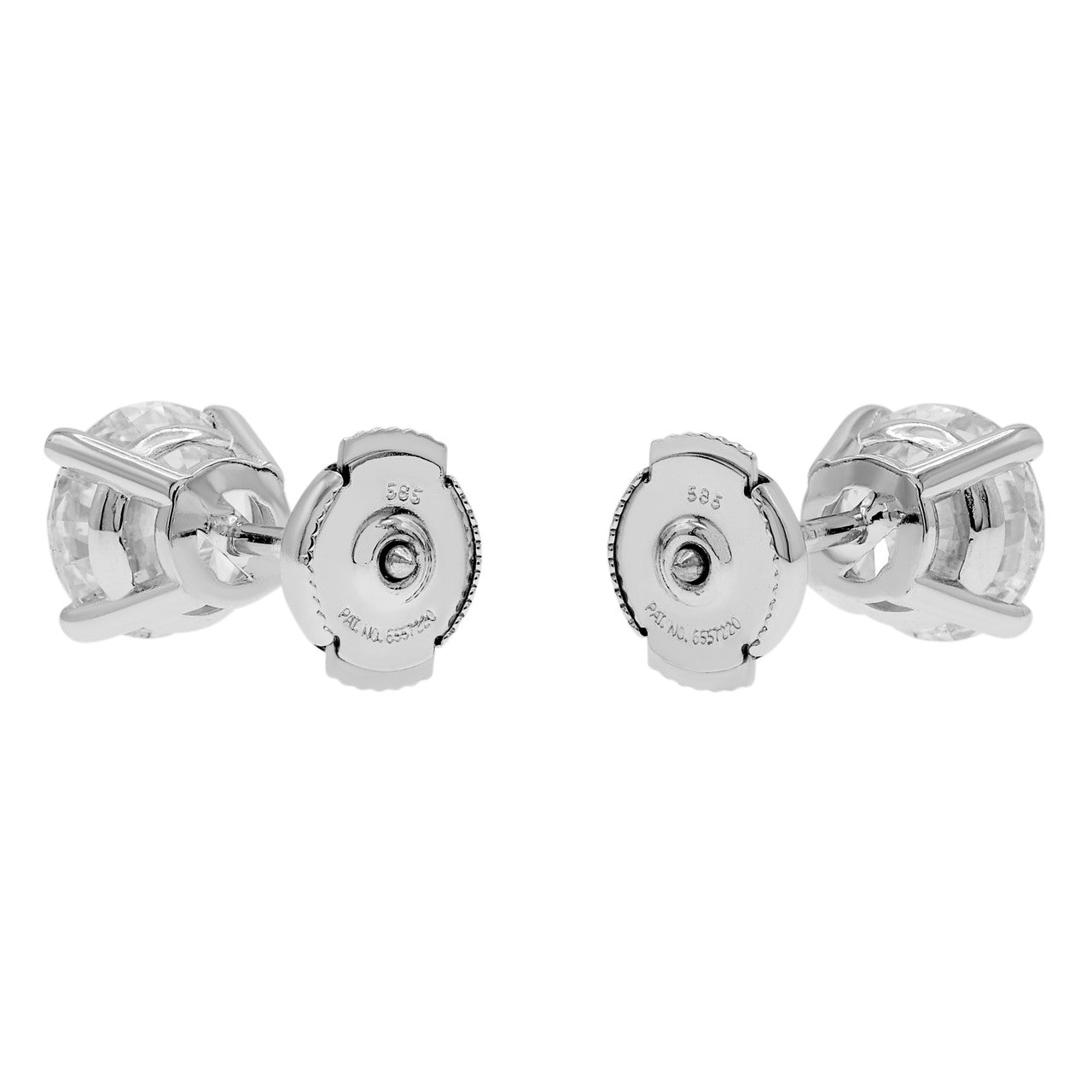 Exclusive 14K White Gold 4.01 Carat Diamond Stud Earrings — Side View