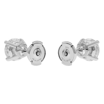 Exclusive 14K White Gold 4.01 Carat Diamond Stud Earrings — Side View