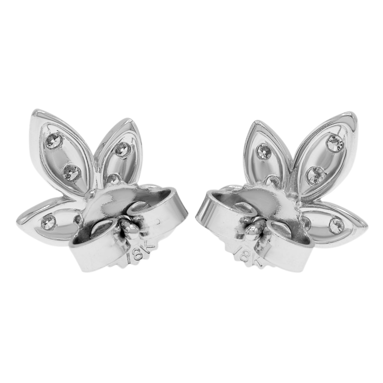 Exclusive Tiffany & Co. 18K White Gold Diamond Olive Leaf Earrings — Side View