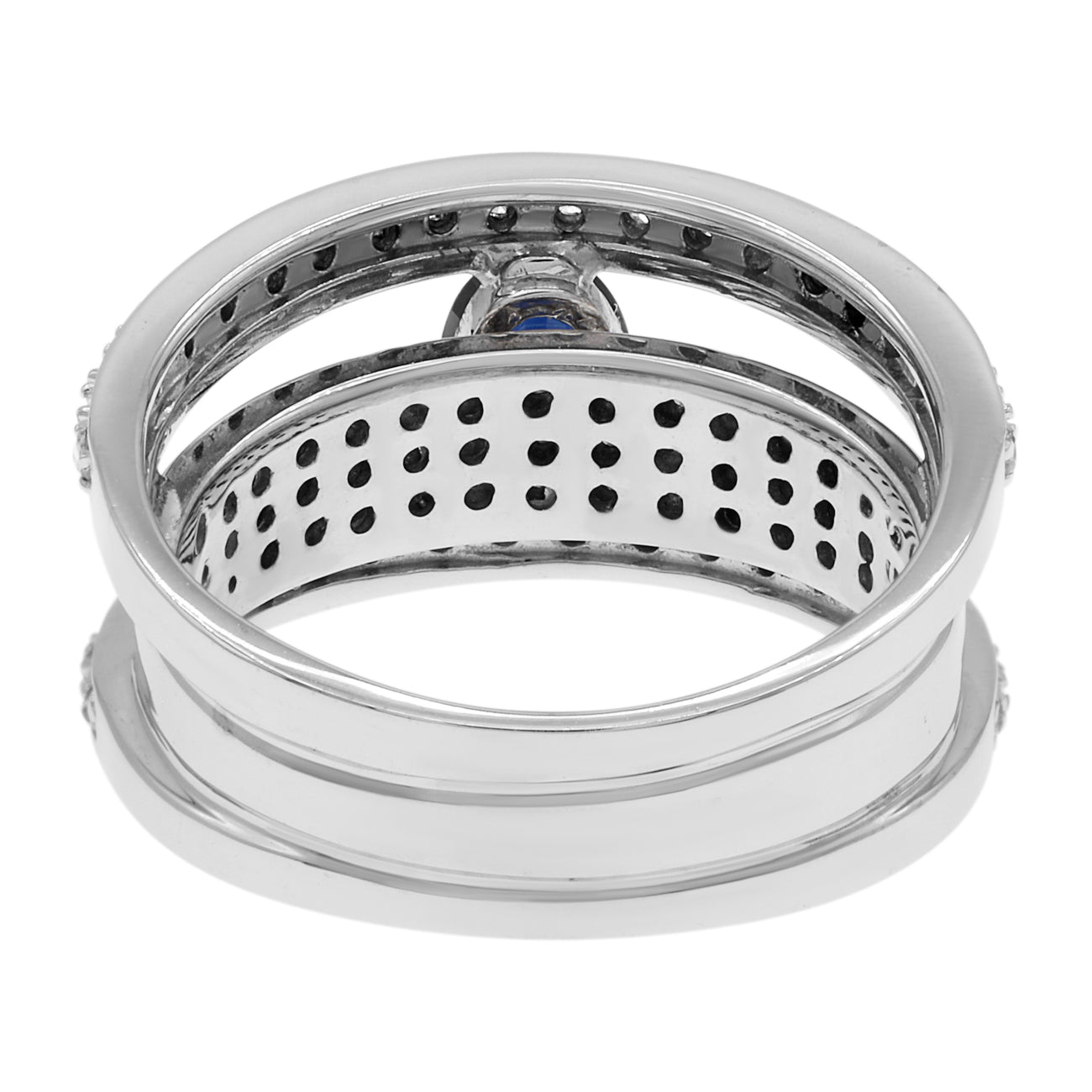 Exclusive 14K White Gold 0.87 Carat Blue Sapphire Ring — Side View