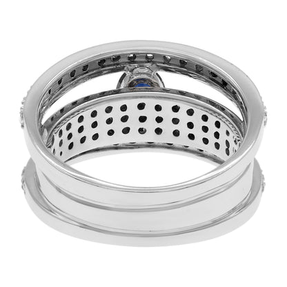 Exclusive 14K White Gold 0.87 Carat Blue Sapphire Ring — Side View