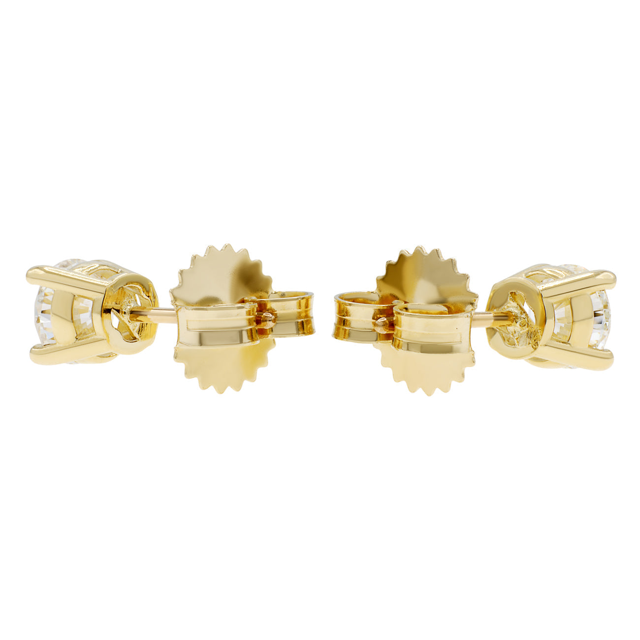 Exclusive 18K Yellow Gold 0.90 Carat Diamond Earrings — Side View