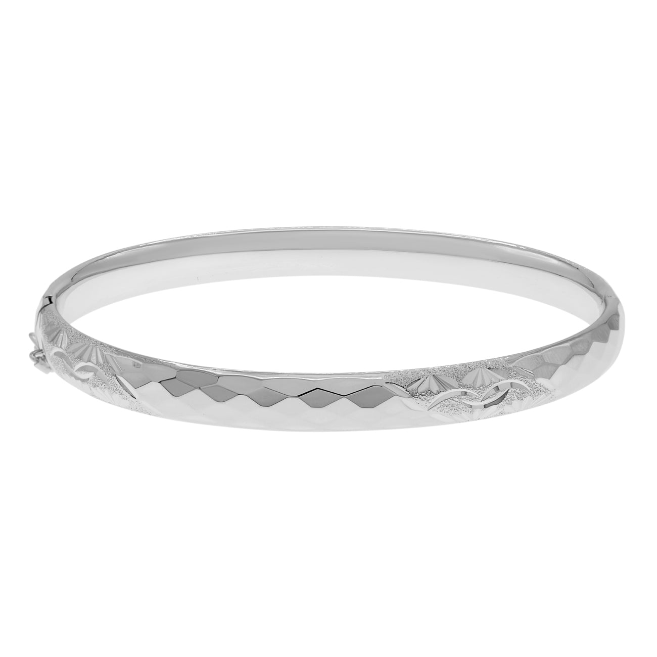 Exclusive Platinum Diamond Cut Bangle — Side View