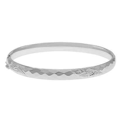Exclusive Platinum Diamond Cut Bangle — Side View