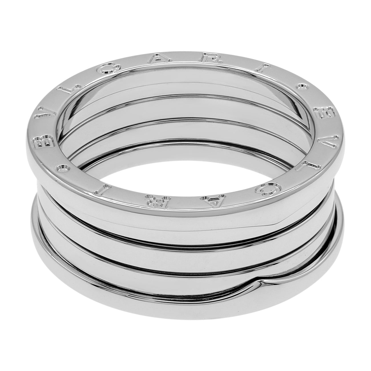Exclusive Bulgari 18K White Gold B.Zero1 Four-Band Ring — Side View