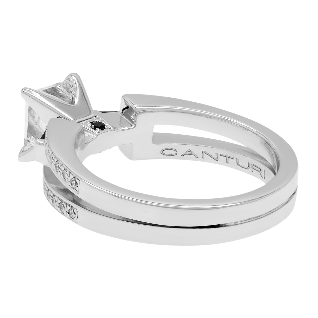 Exclusive 18K White Gold 1.20 Carat Princess Diamond Ring — 4.5 — Back View