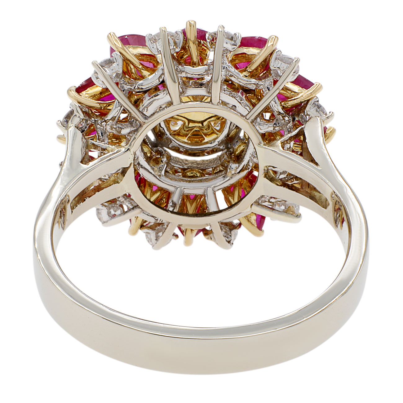 Exclusive 18K White Gold 2.52 Carat Ruby Diamond Blossom Ring — 5.75 — Back View