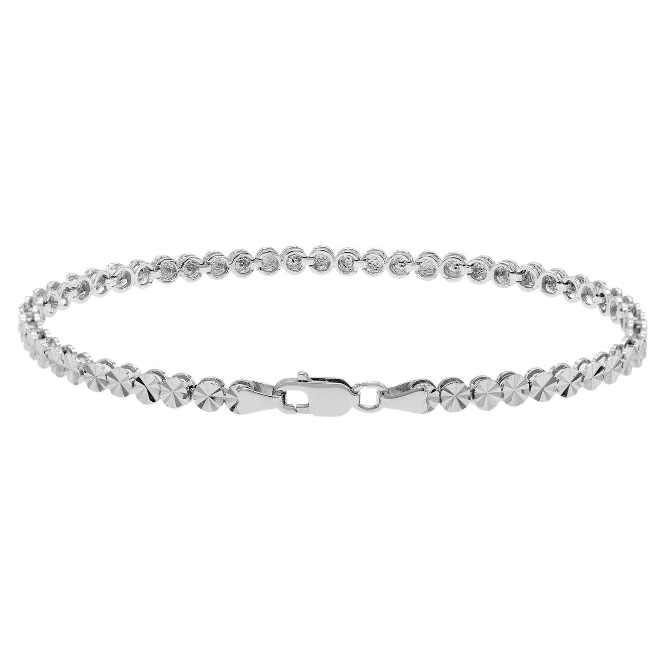 Exclusive 18K White Gold Diamond Cut Bracelet — Side View