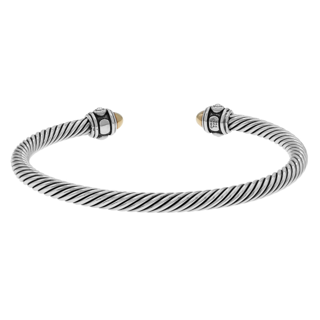 Exclusive David Yurman Sterling Silver 18K 4mm Renaissance Classic Cable Bracelet — Side View