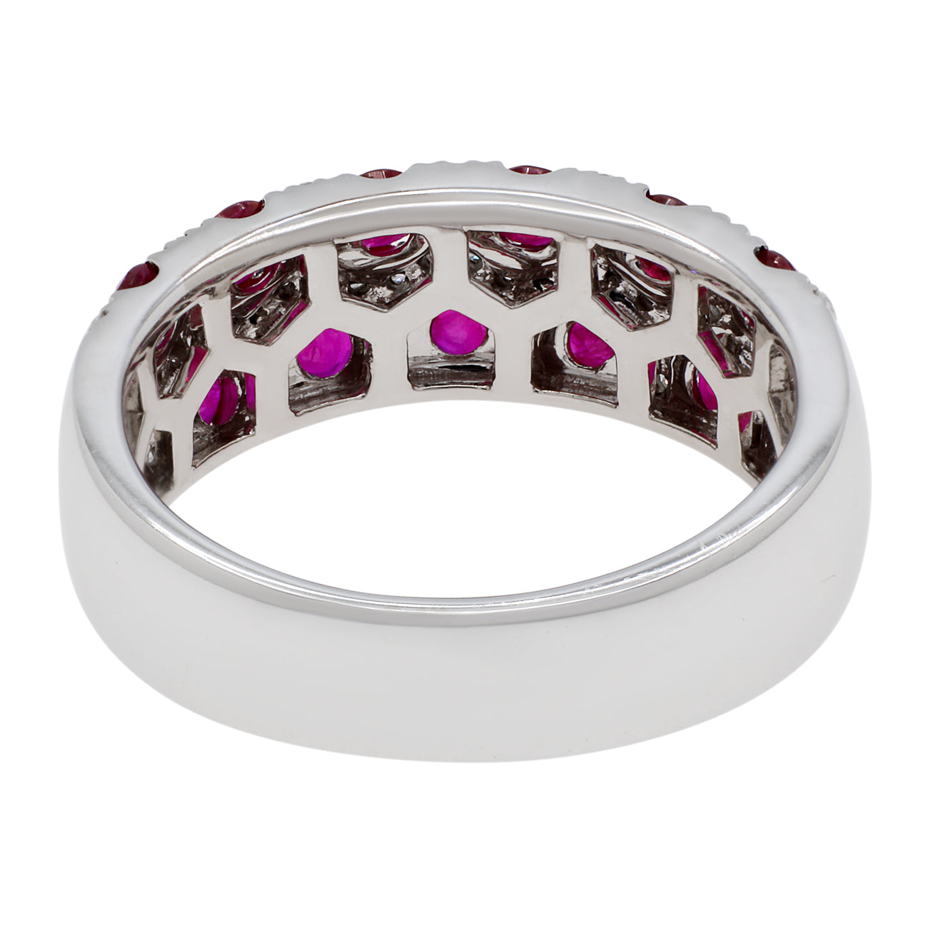 Exclusive 14K White Gold Ruby Diamond Ring — 5.5 — Side View
