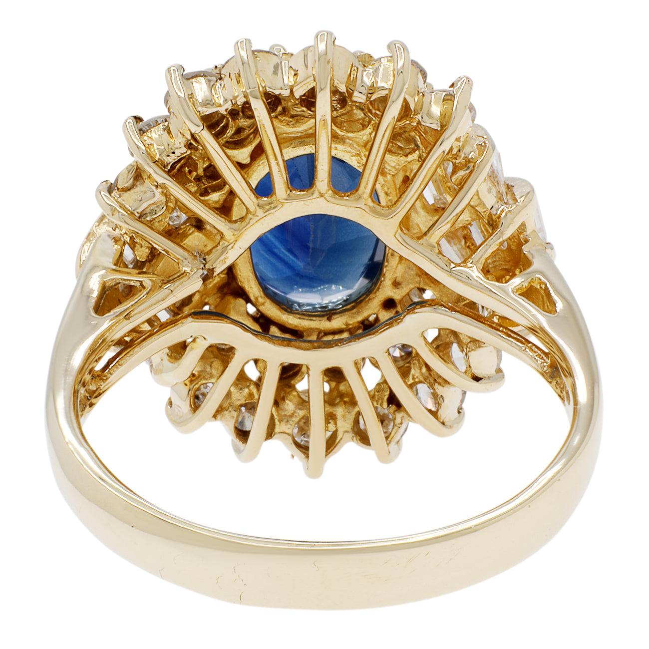 Exclusive 18K Yellow Gold 3.06 Carat Sapphire Ring — 4.5 — Back View