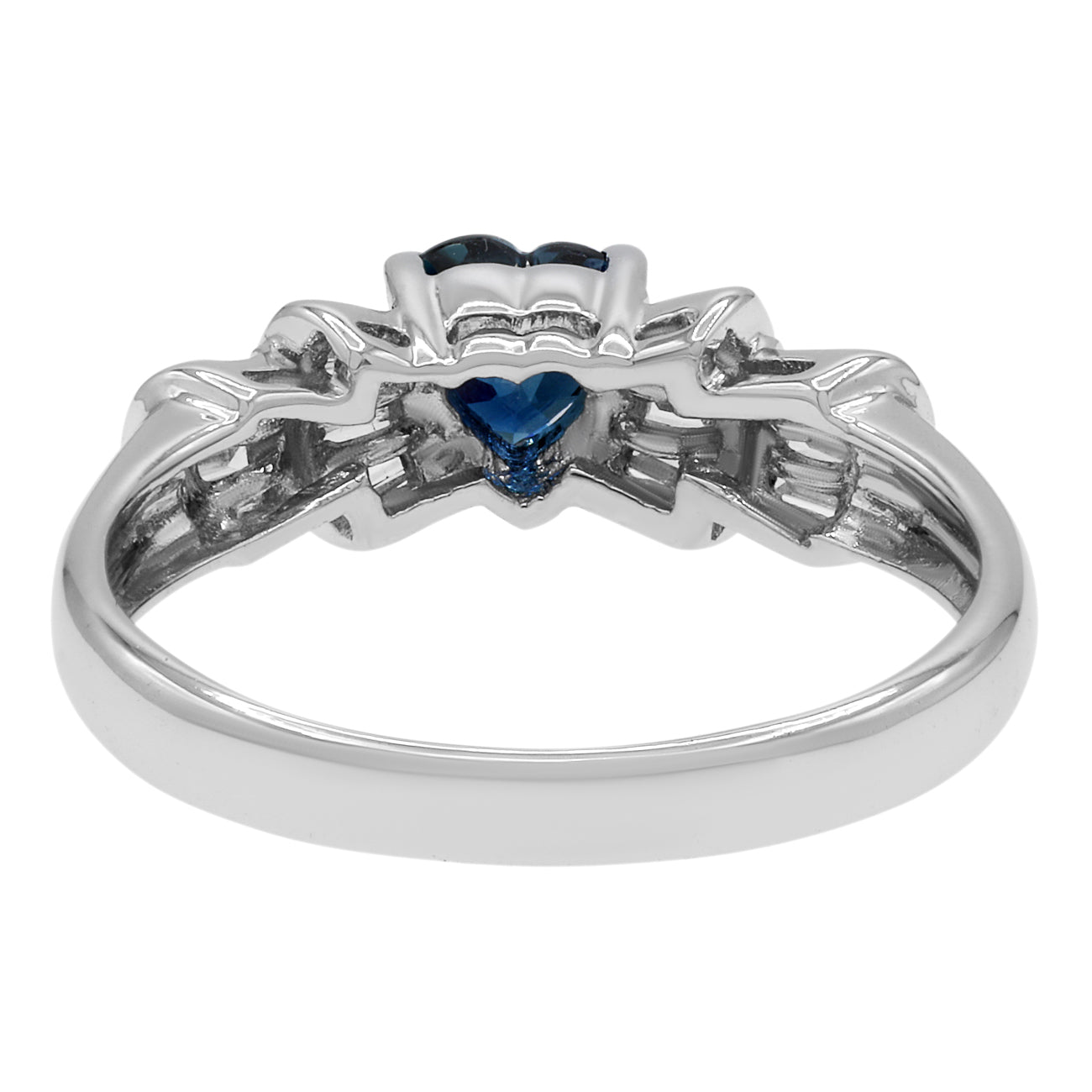 Exclusive 18K White Gold 0.68 Carat Heart Sapphire Ring — 6.25 — Side View