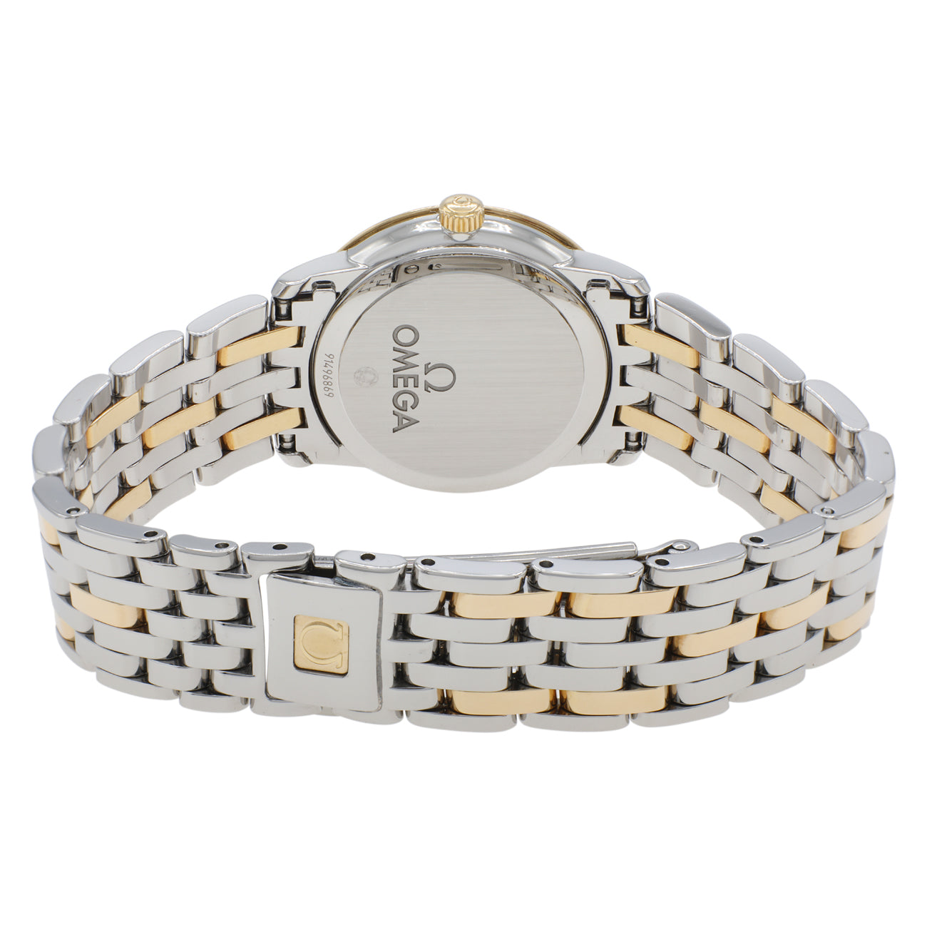 Exclusive Omega Stainless Steel 18K Yellow Gold Diamond De Ville Prestige 413.25.27.60.55.001 — Side View