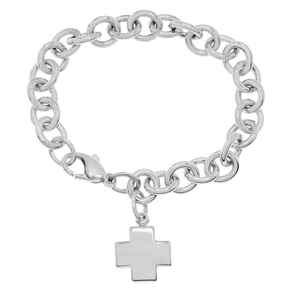 Exclusive Tiffany & Co. Sterling Silver Cross Charm Bracelet — Front View