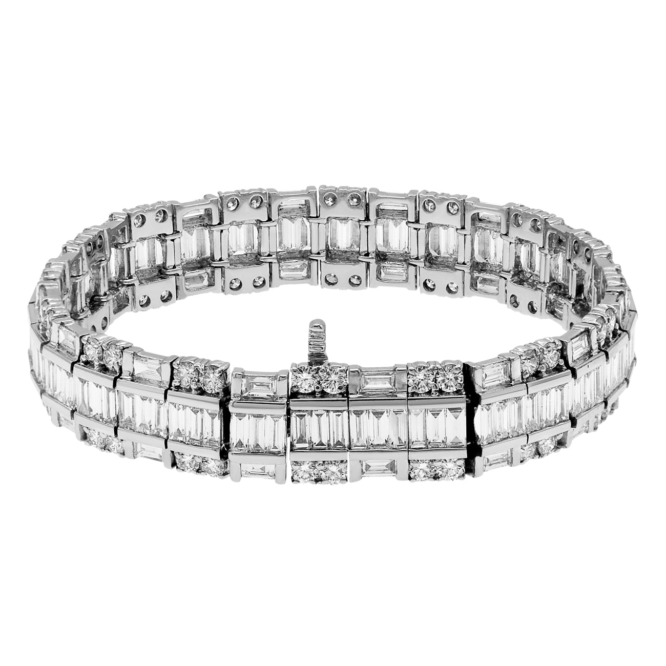 Exclusive 18K White Gold 14.67 Carat Baguette Diamond Bracelet — Side View