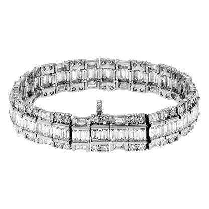 Exclusive 18K White Gold 14.67 Carat Baguette Diamond Bracelet — Side View