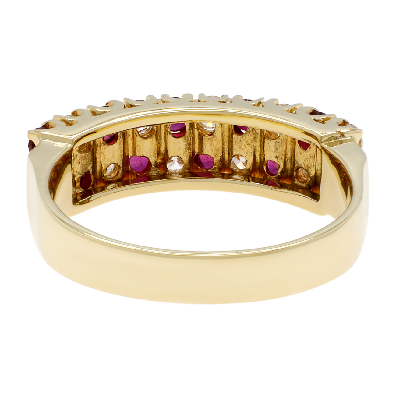 Exclusive 14K Yellow Gold Ruby Diamond Ring — 4 — Side View