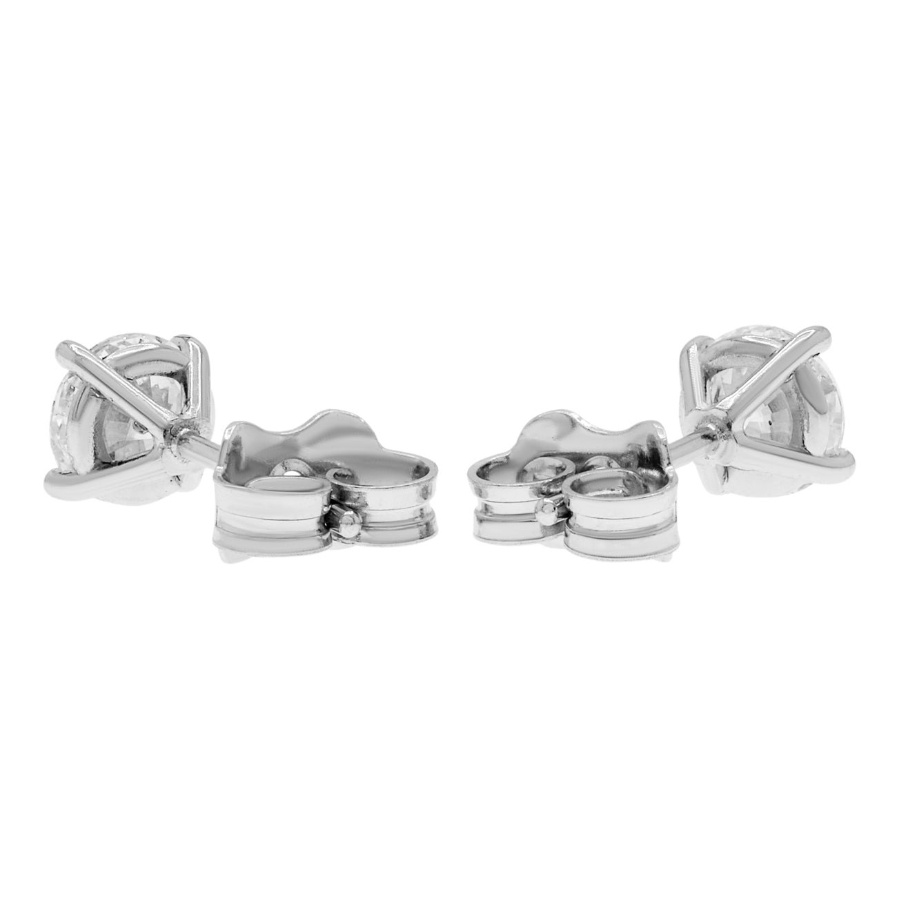 Exclusive 18K White Gold 0.98 Carat Diamond Stud Earrings — Side View