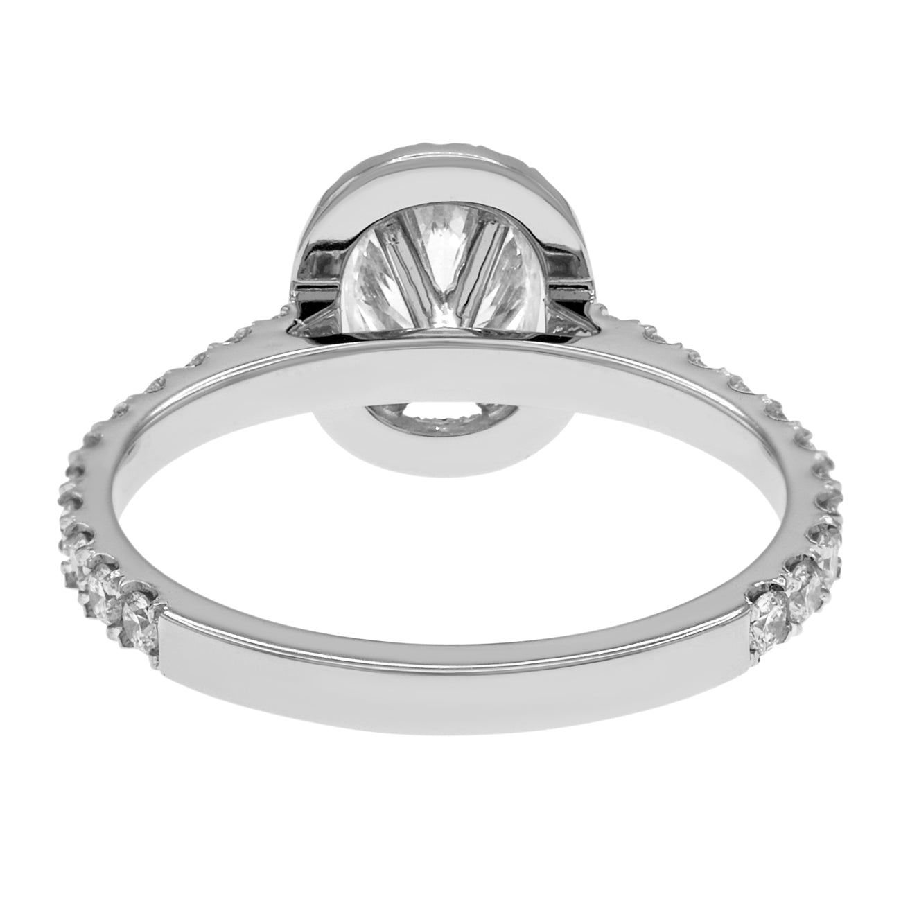 Exclusive 18K White Gold 0.75 Carat Oval Diamond Halo Ring — 5 — Back View