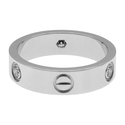 Exclusive Cartier 18K White Gold 3 Diamond Love Ring — Side View