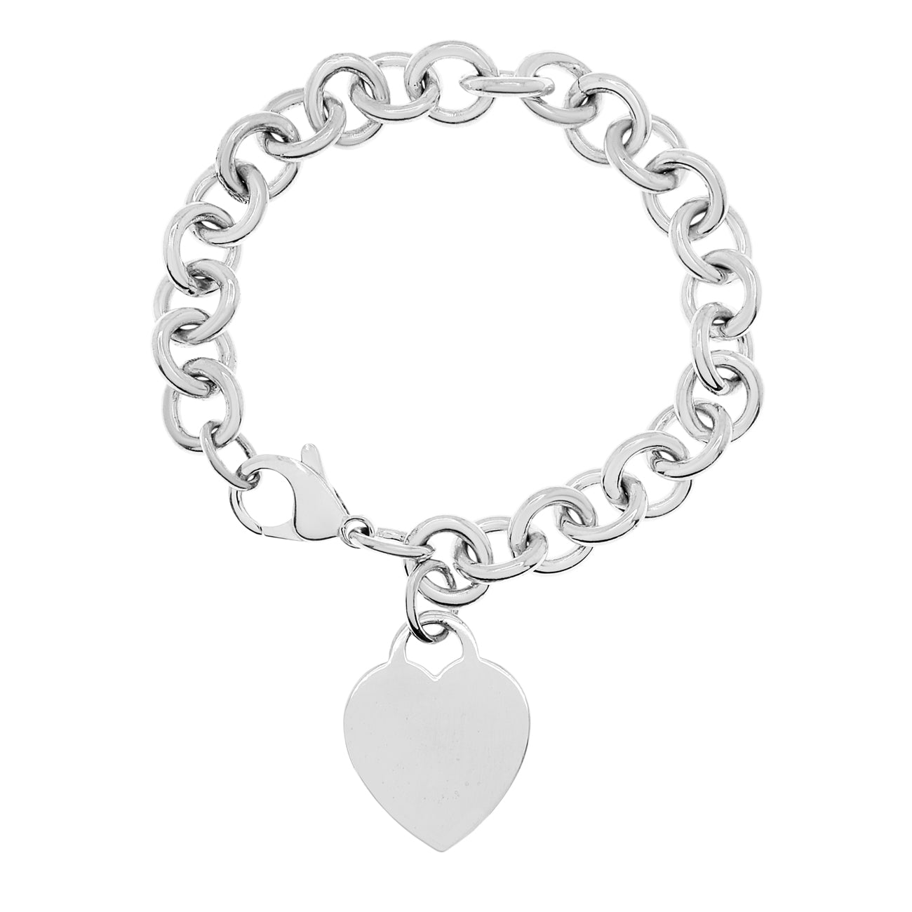 Exclusive Tiffany & Co. Sterling Silver Heart Tag Charm Bracelet — Side View