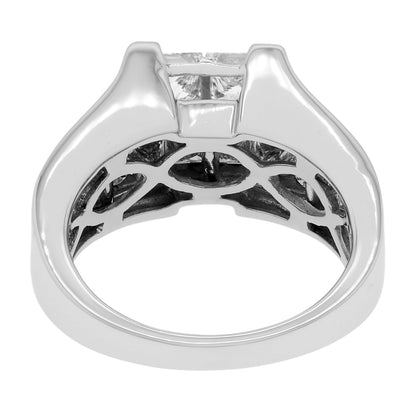 Exclusive 18K White Gold 3.48 Carat Princess Cluster Ring — Side View
